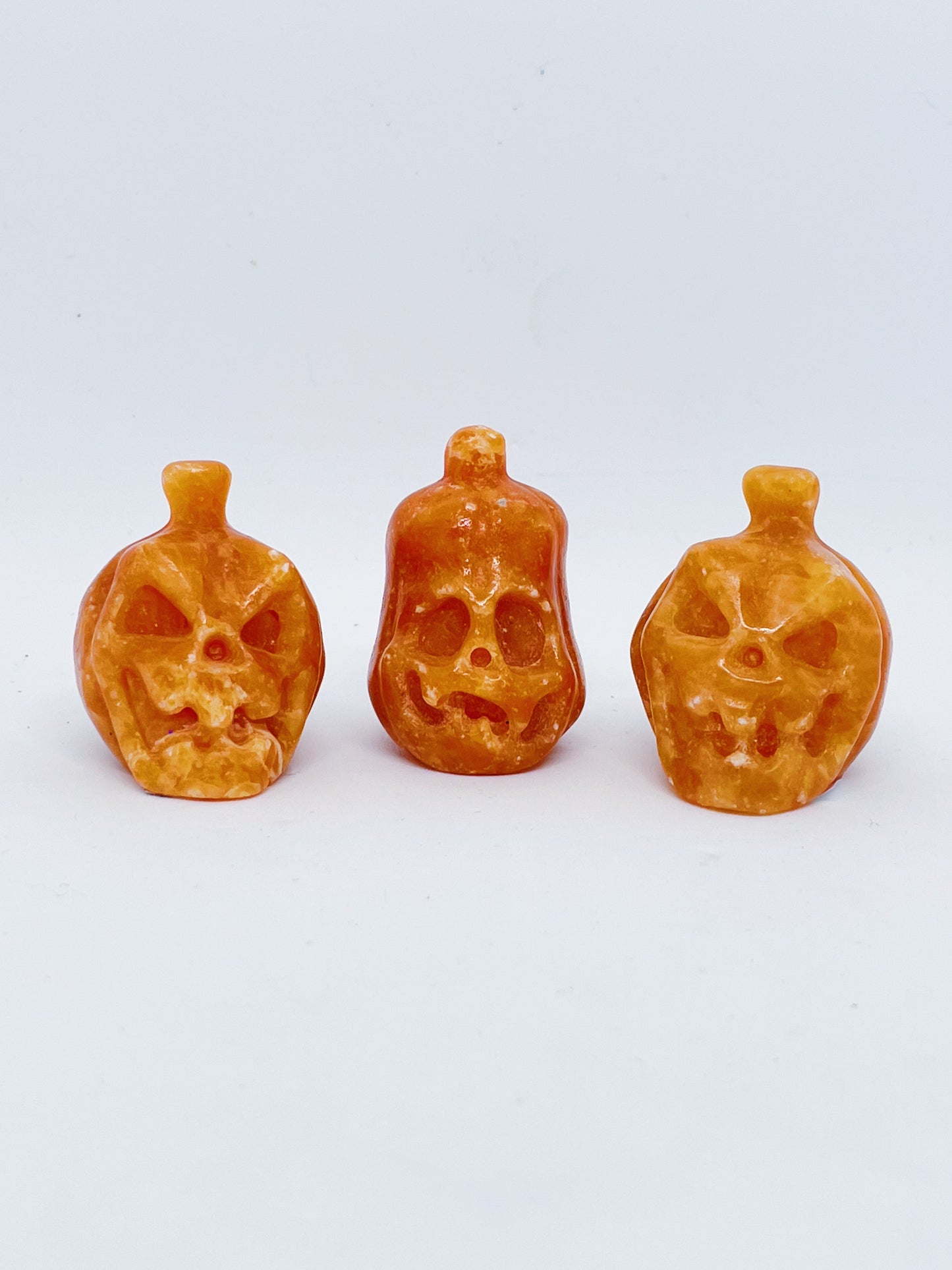 Orange Calcite Pumpkin Carvings