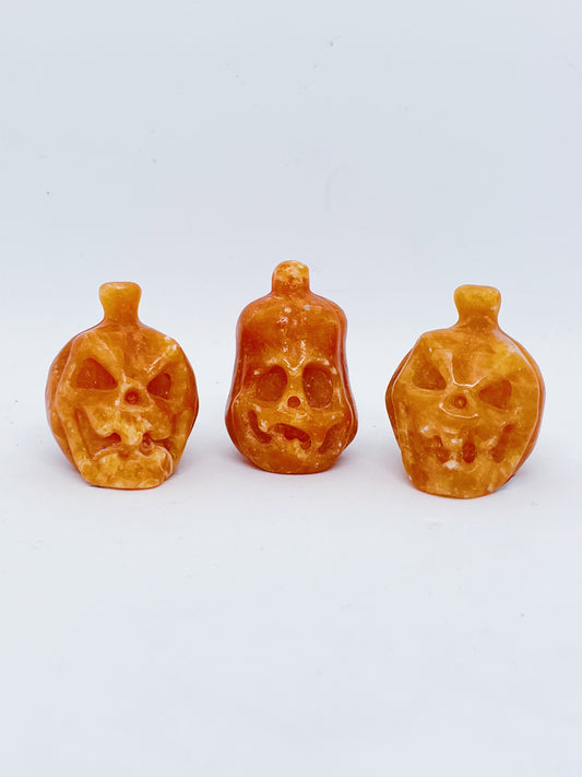 Orange Calcite Pumpkin Carvings