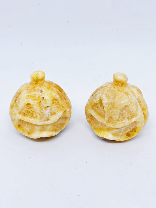 Sherbet Calcite Pumpkin Carvings