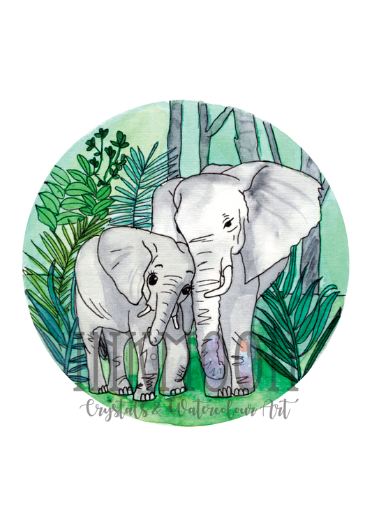 Elephant Cuddles Art Print