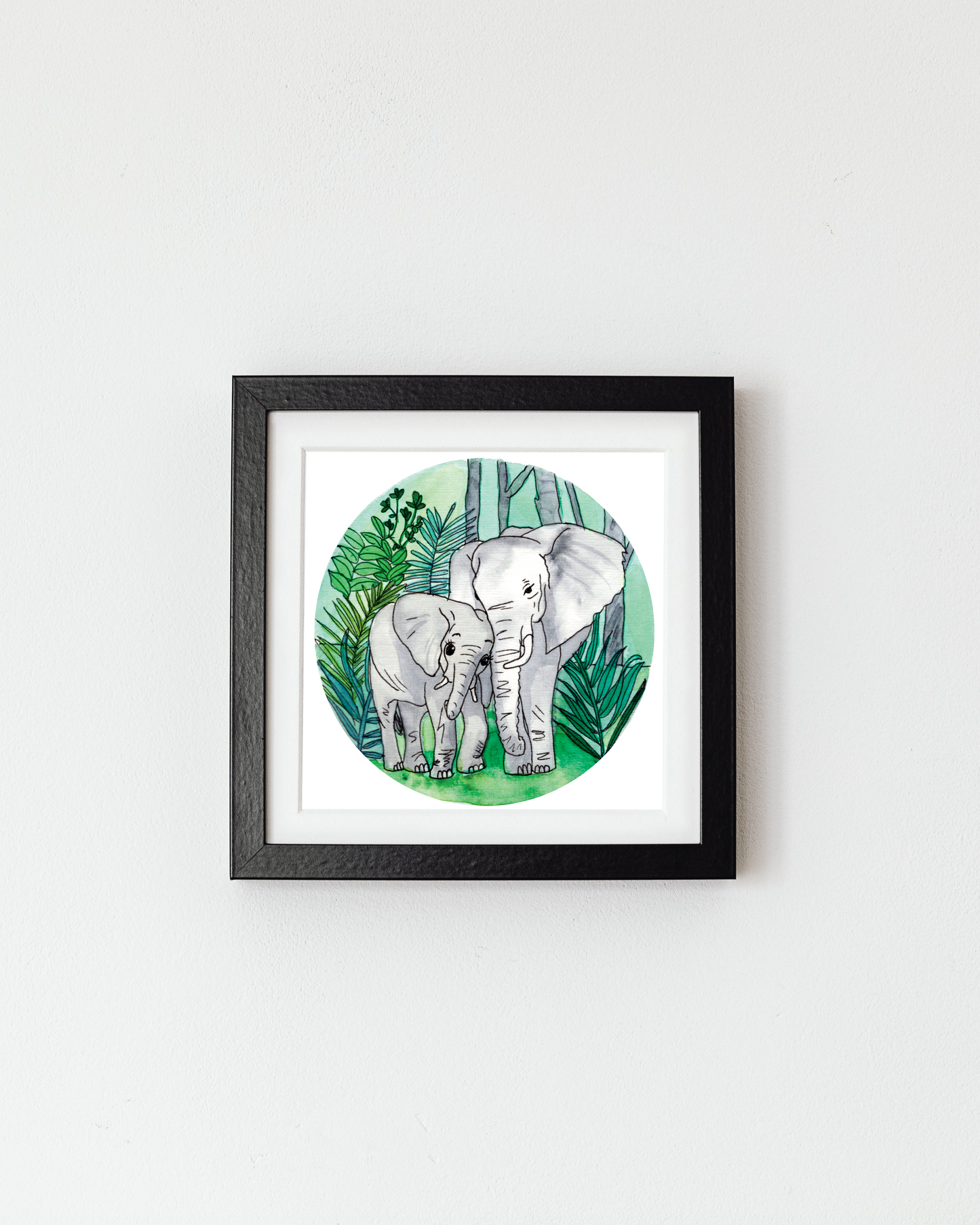 Elephant Cuddles Art Print