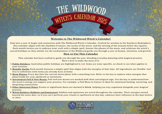 The Wildwood Witches Calendar 2025 PRINTABLE