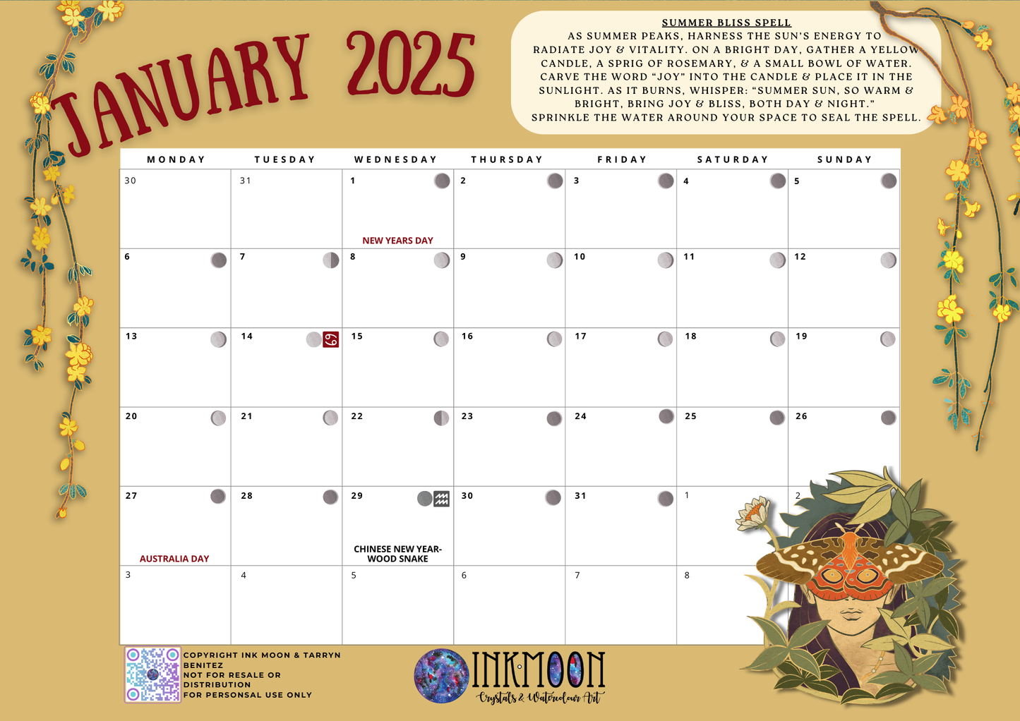 The Wildwood Witches Calendar 2025 PRINTABLE