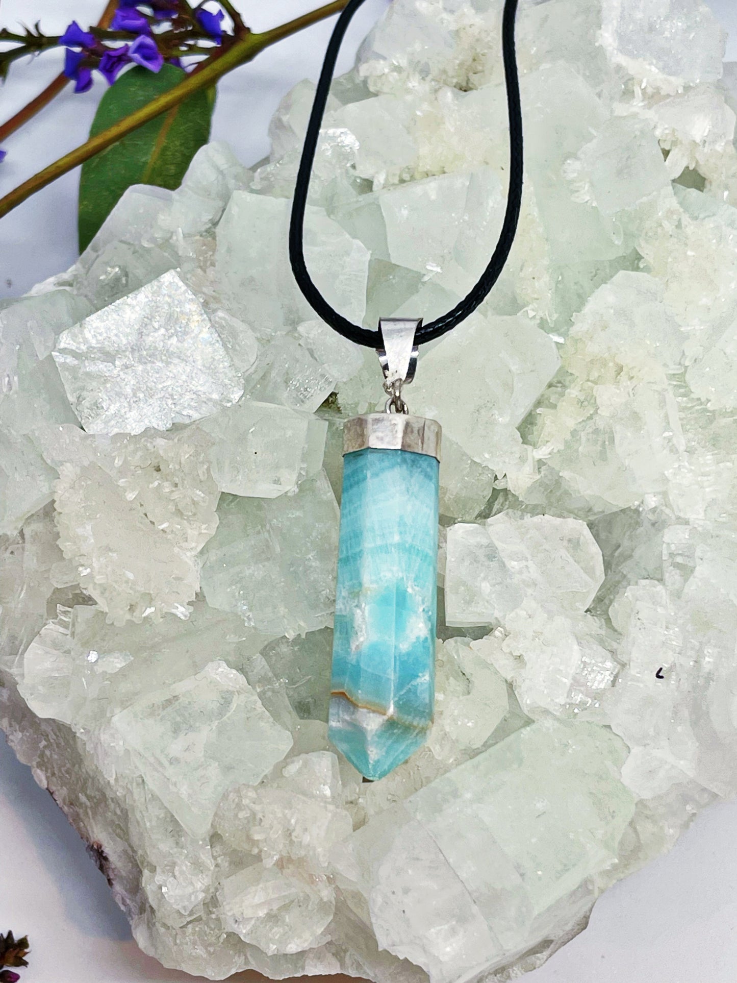 Sterling Silver Caribbean Calcite Point Pendant