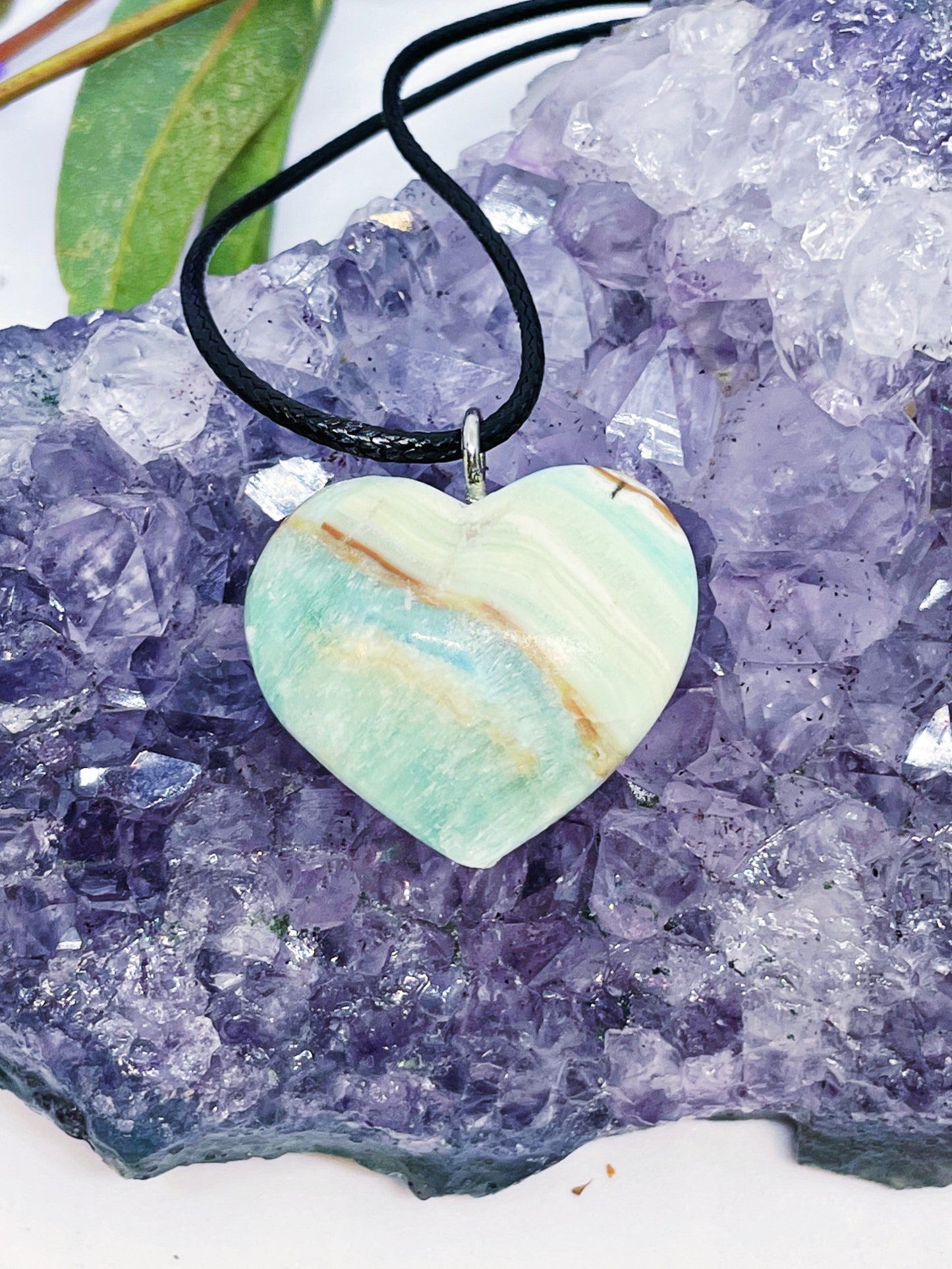 Caribbean Calcite Heart Pendants