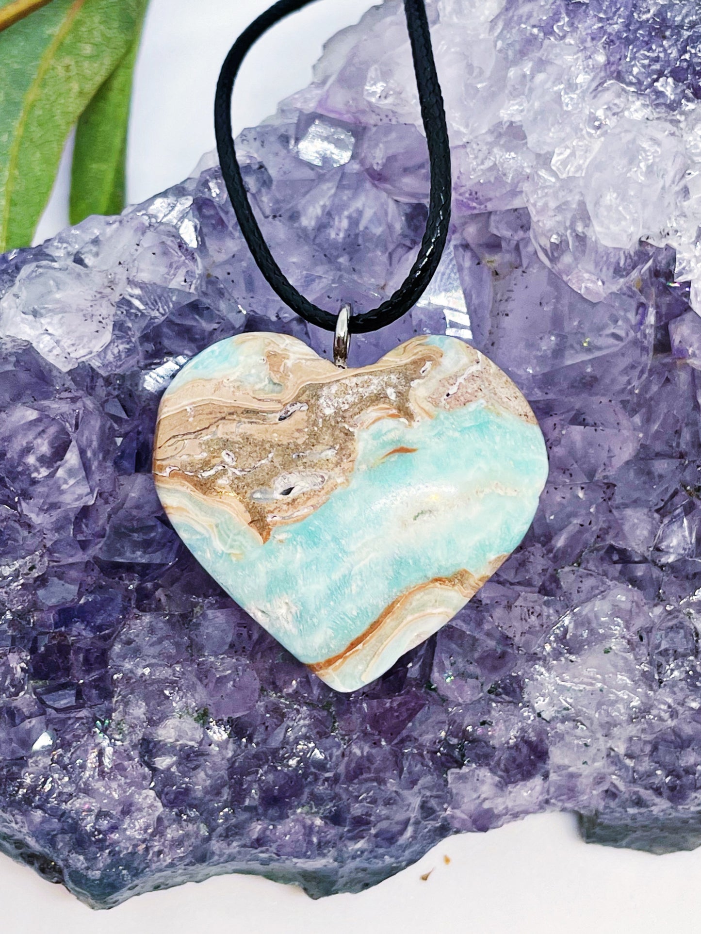 Caribbean Calcite Heart Pendants