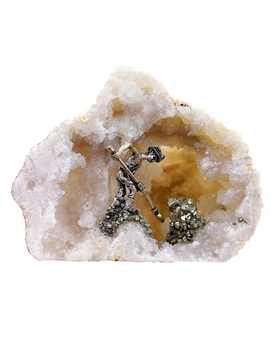 Quartz & Pyrite Miner Geode