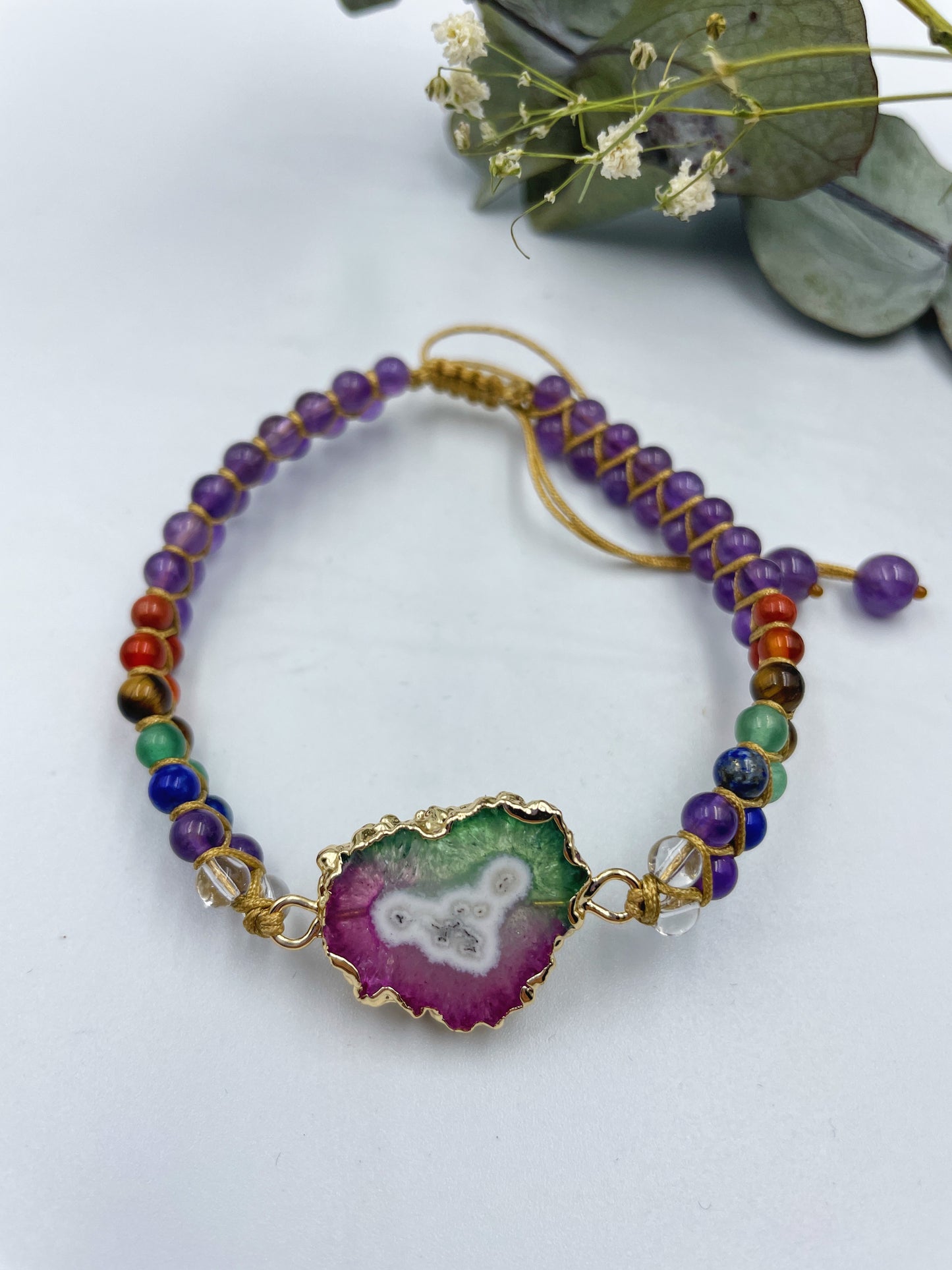 Agate Slice Chakra Bracelet