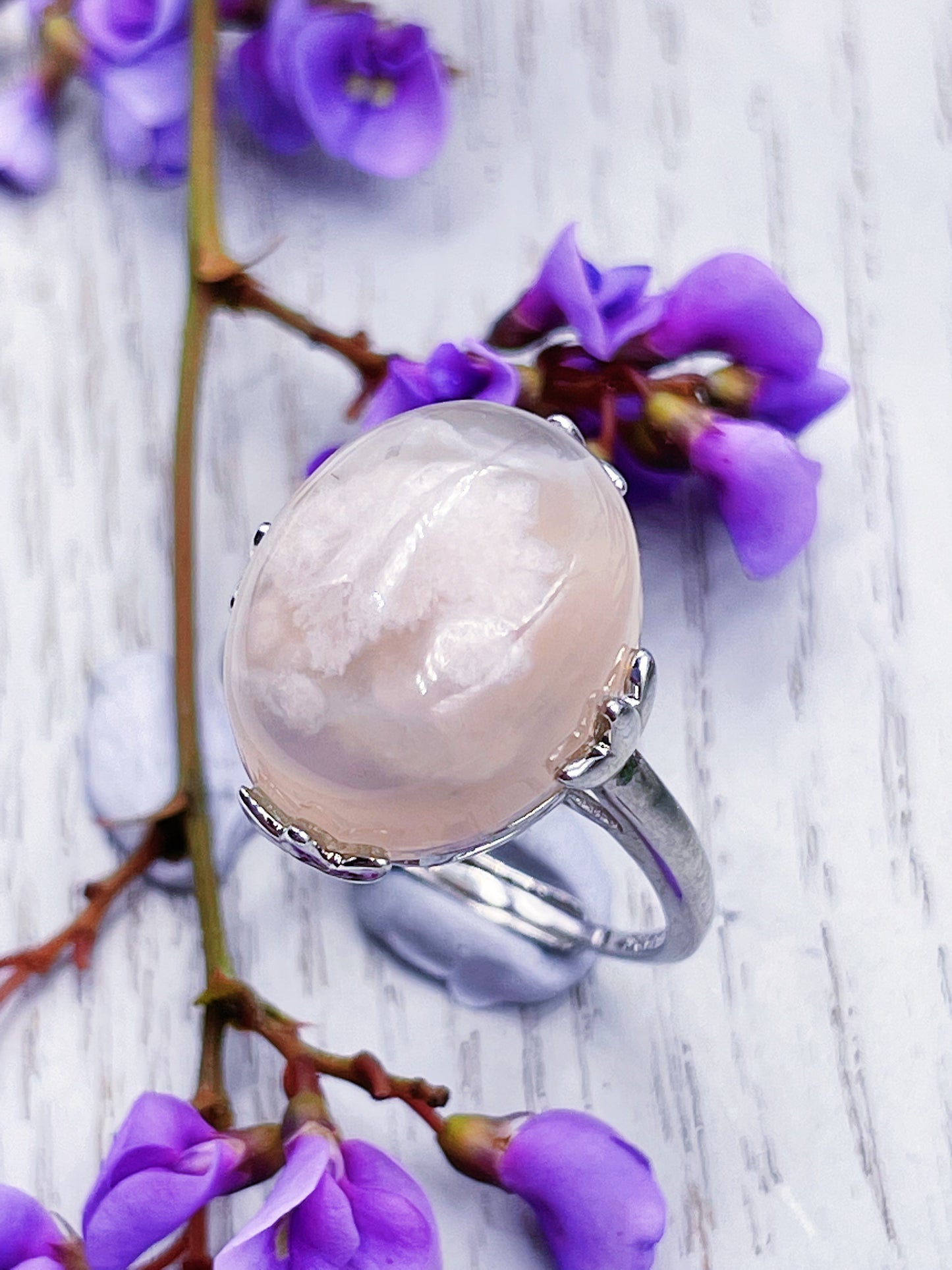 Flower Agate Ring