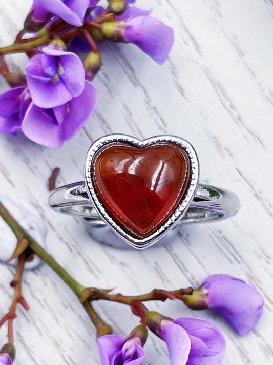 Garnet Heart Rings