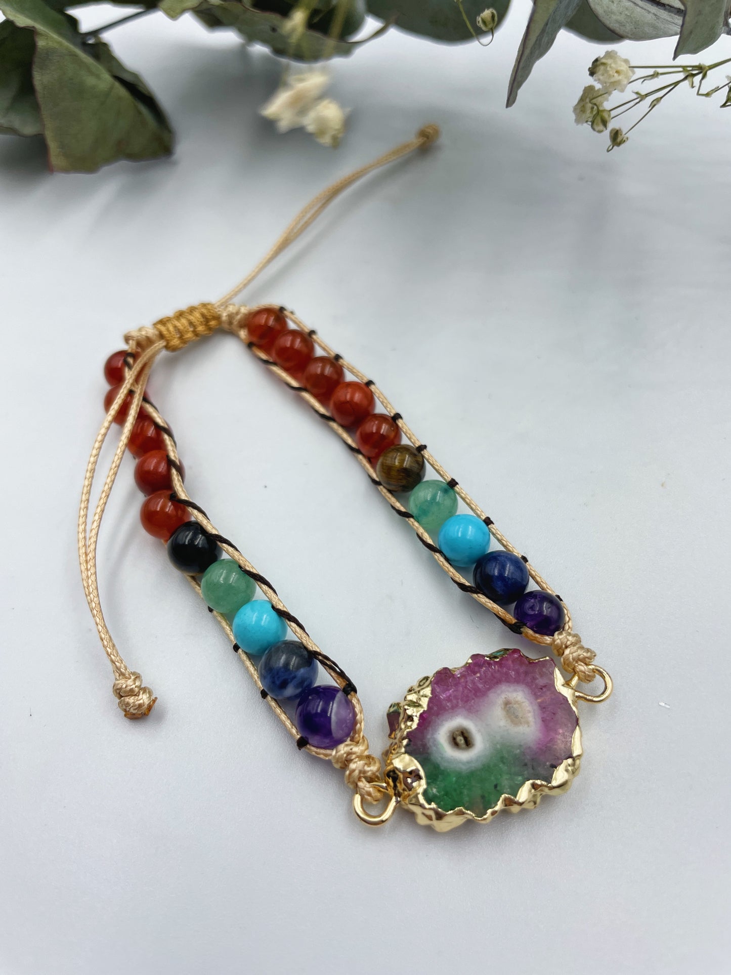 Agate Slice Chakra Bracelet