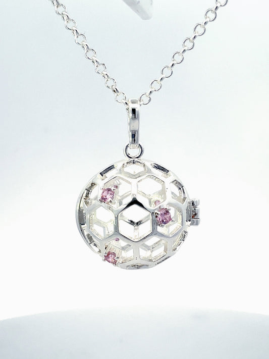 Bee Hive Pink Zirconia Crystal Locket