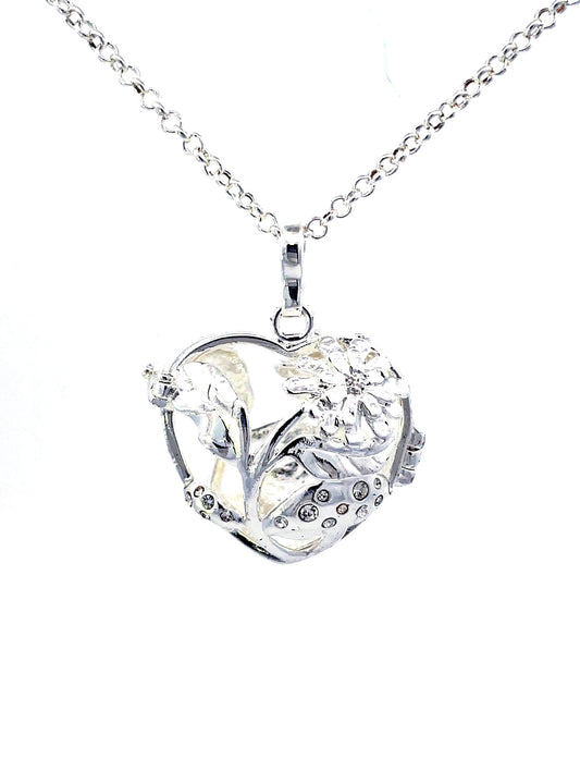 Chrysanthemum Mushroom Zirconia Crystal Locket