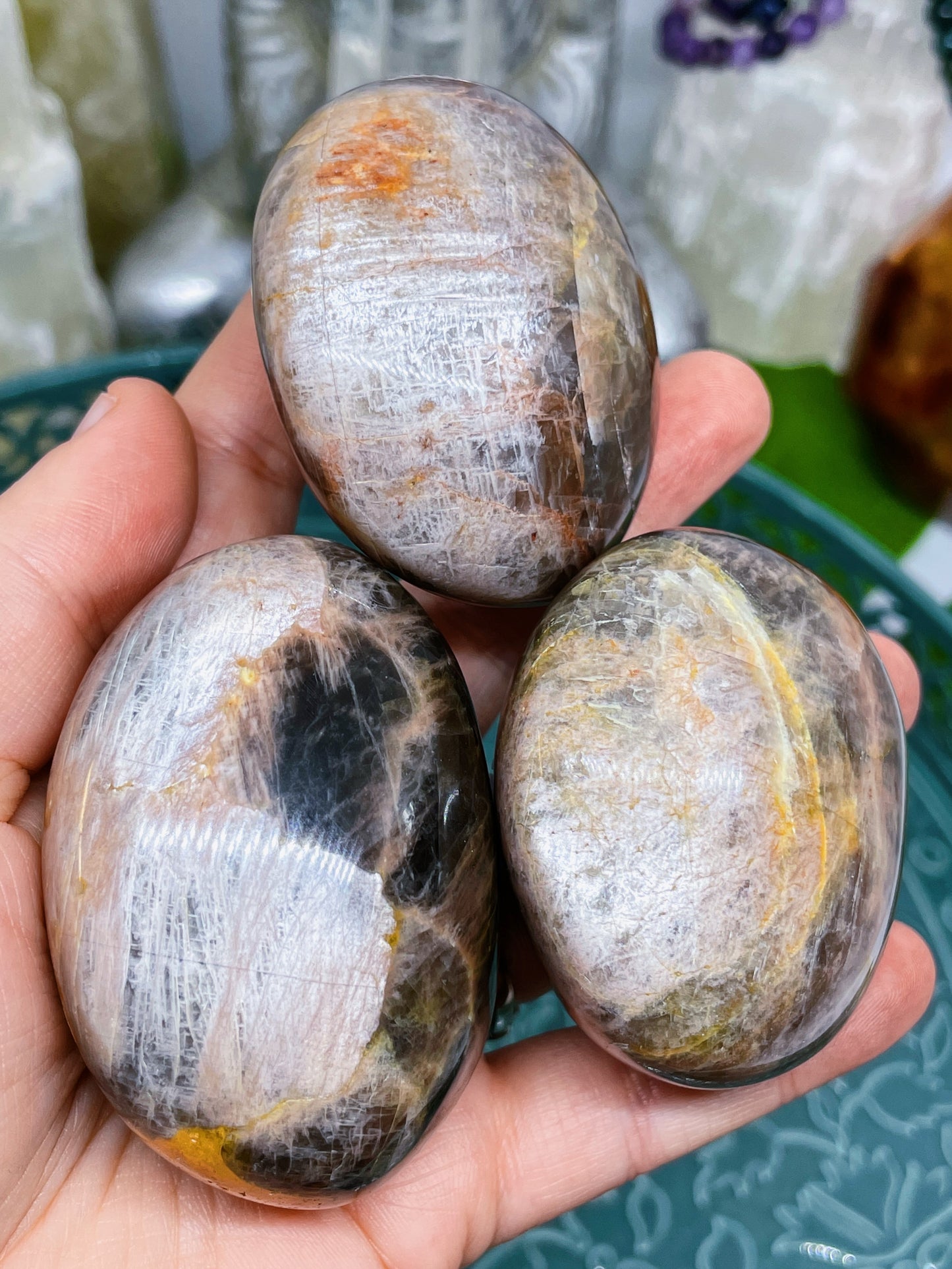 Black Moonstone Palmstones