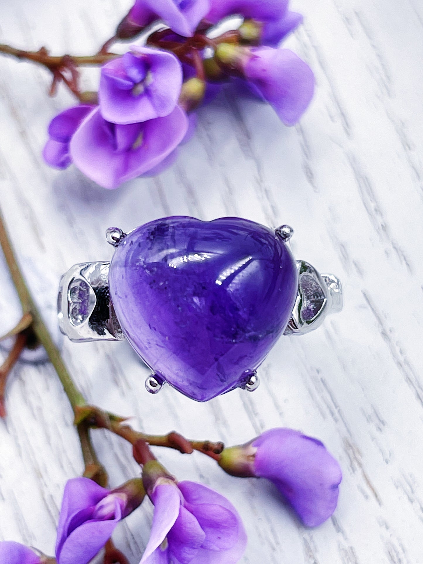 Amethyst Heart Lock & Key Ring