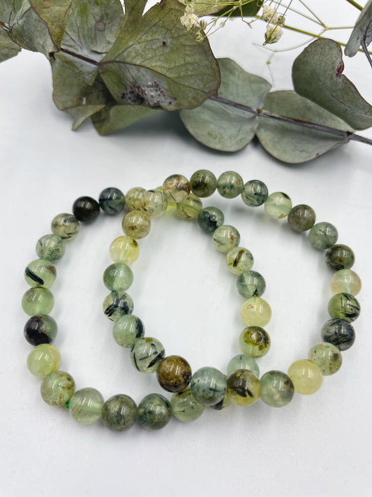 Prehnite with Epidote Bracelets -Rare