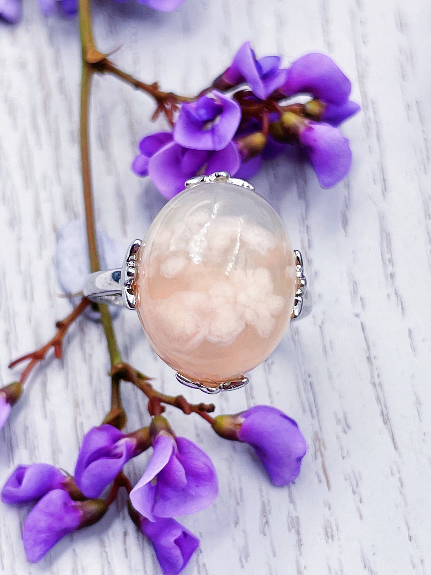 Flower Agate Ring