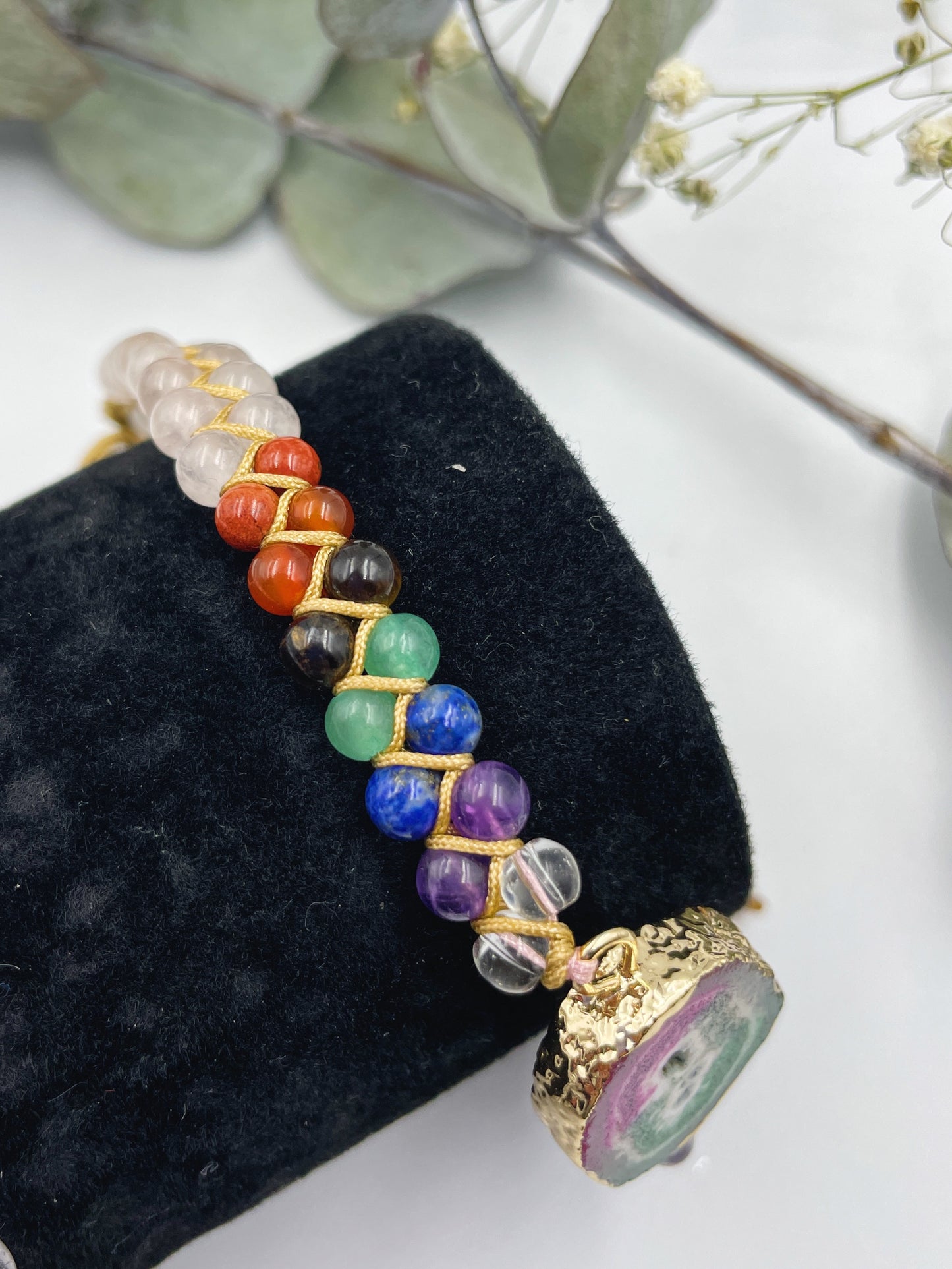 Agate Slice Chakra Bracelet