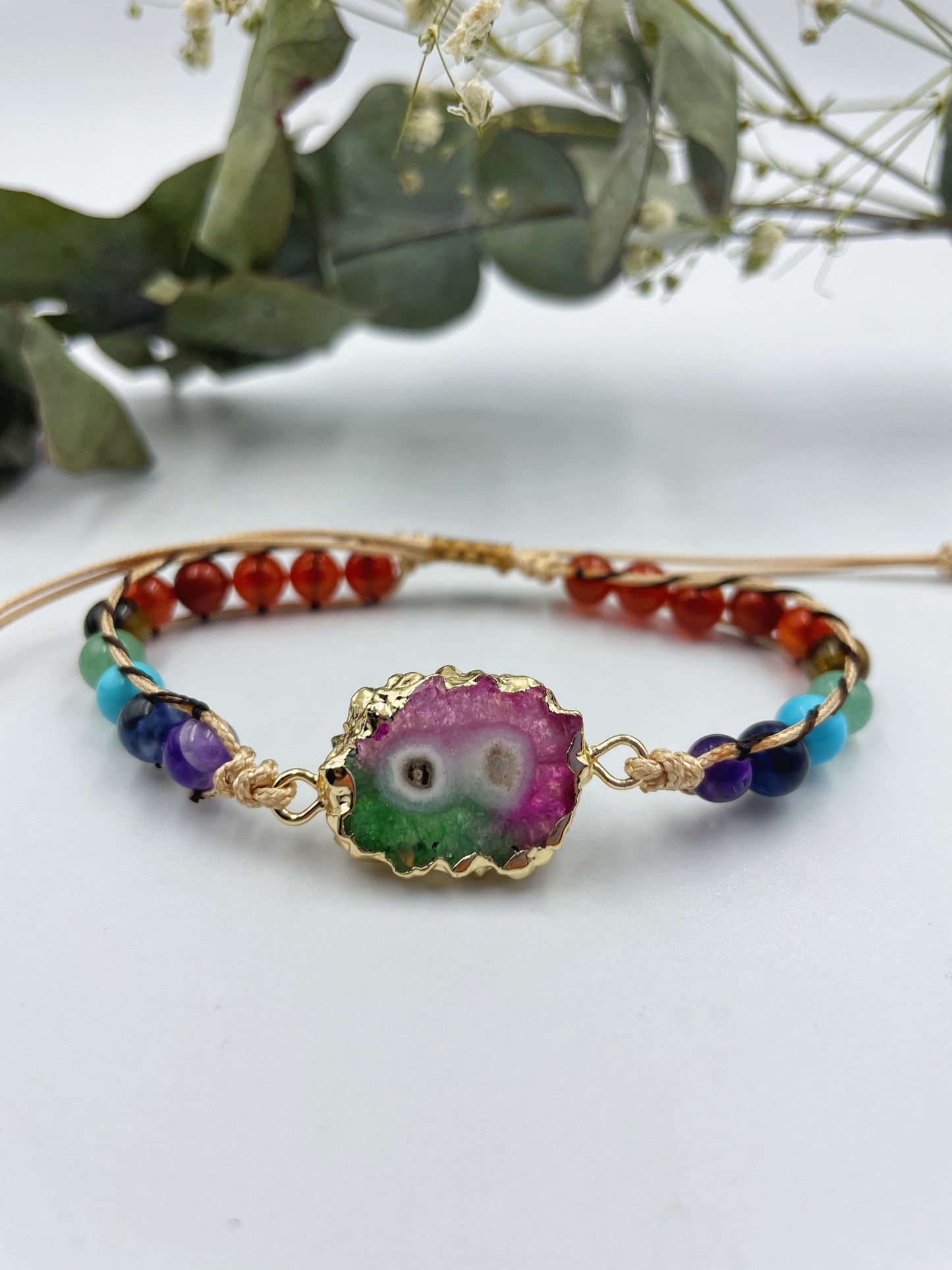 Agate Slice Chakra Bracelet