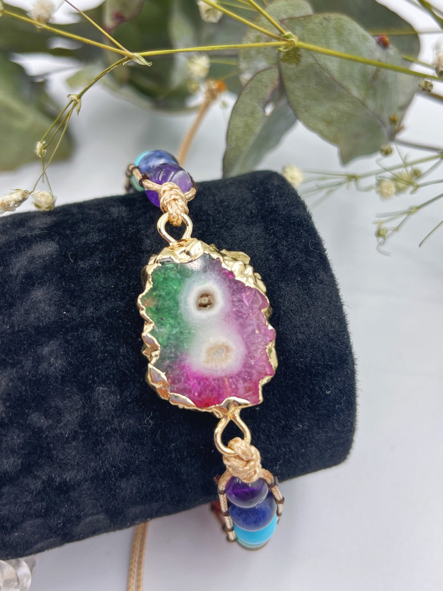 Agate Slice Chakra Bracelet