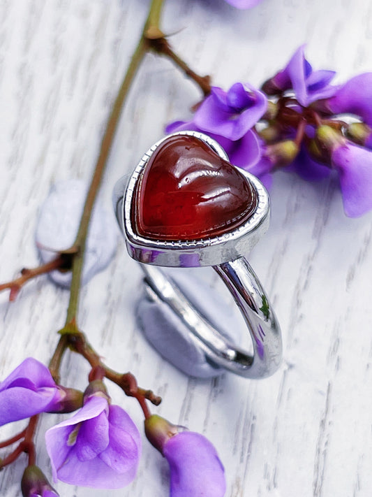 Garnet Heart Rings