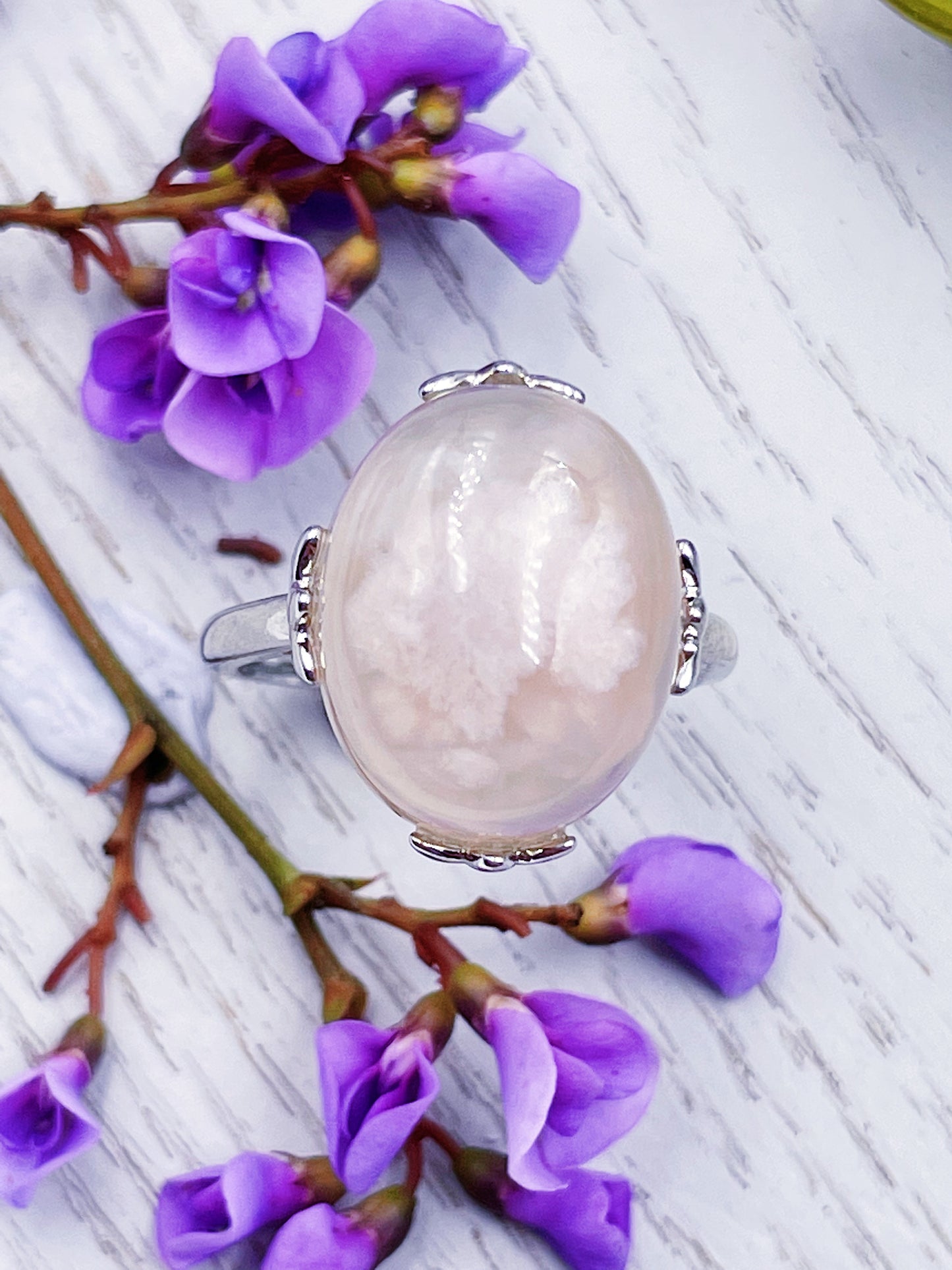 Flower Agate Ring