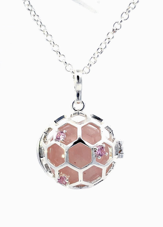 Bee Hive Pink Zirconia Crystal Locket